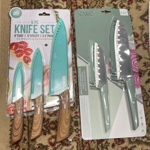 2 knife set - 4 piece self sharpening triple set and 6 piece set